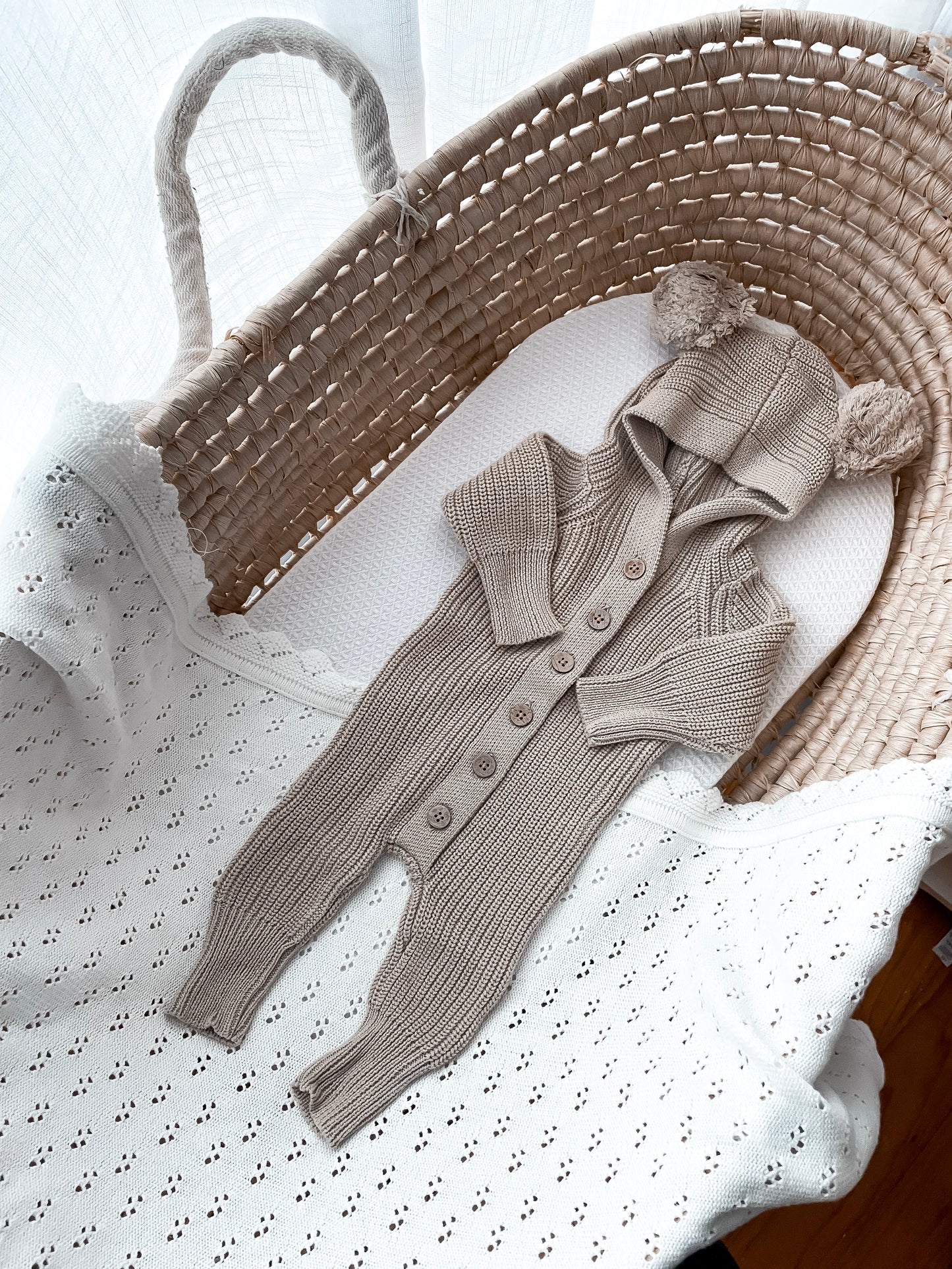 Little Ted Hooded Romper - Fawn