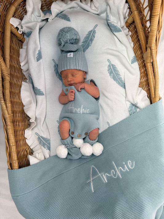 Classic Knitted Blanket - Sea Mist