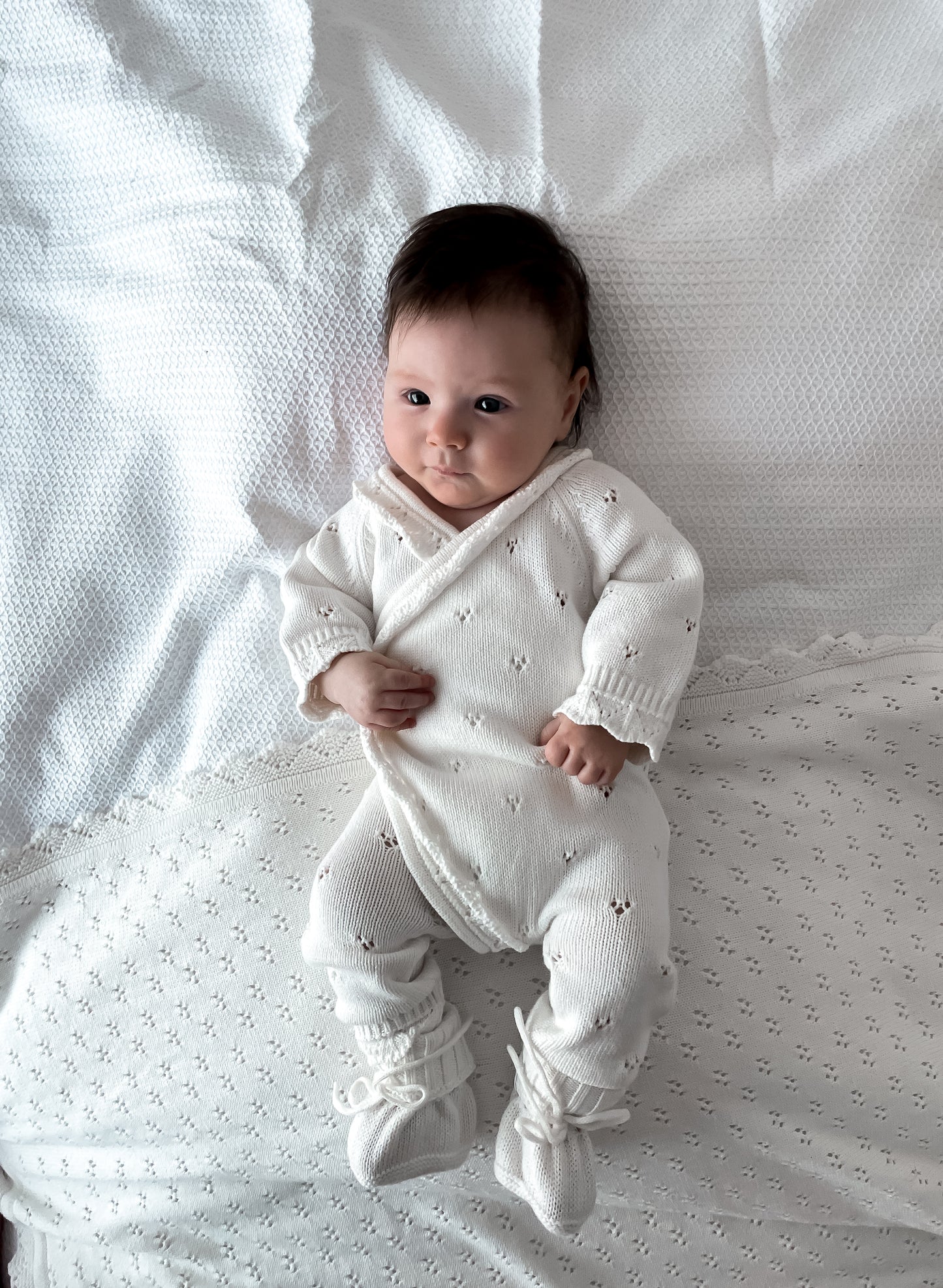 Dahlia Full Length Pointelle Romper - Milk