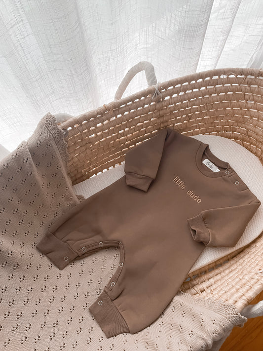 Little Dude Neutral Onesie - Chocolate