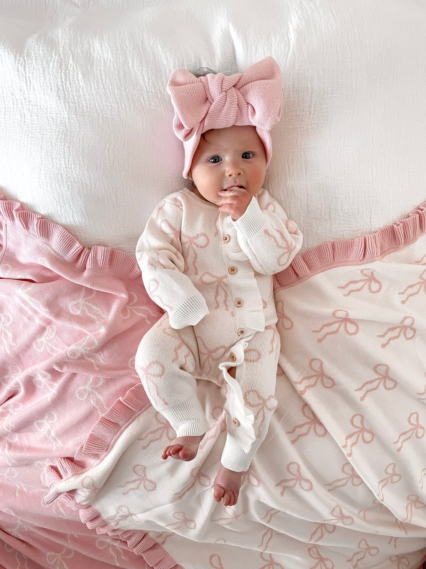 Little Bow Frilled Romper - Milk & Fairy Floss