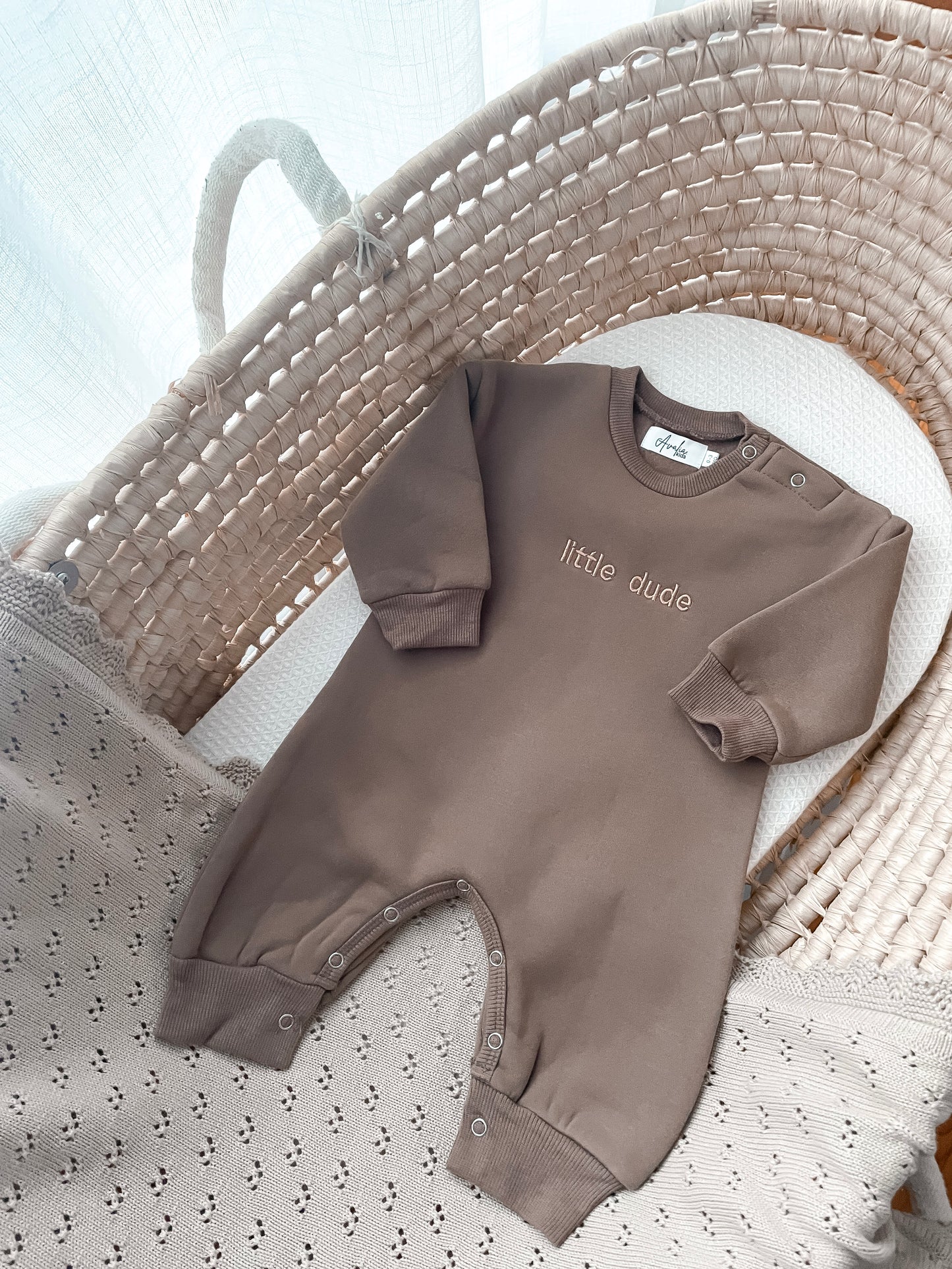 Little Dude Neutral Onesie - Chocolate