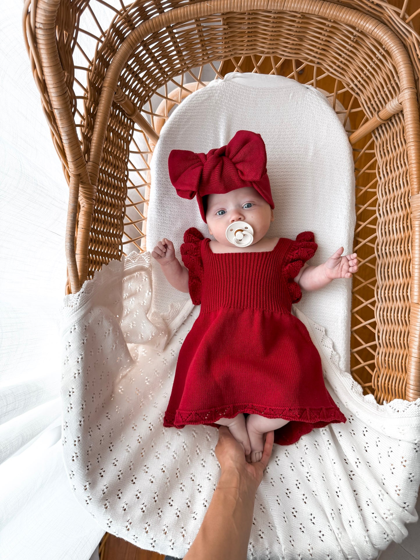 Dahlia Pointelle Knitted Dress - Deep Rose