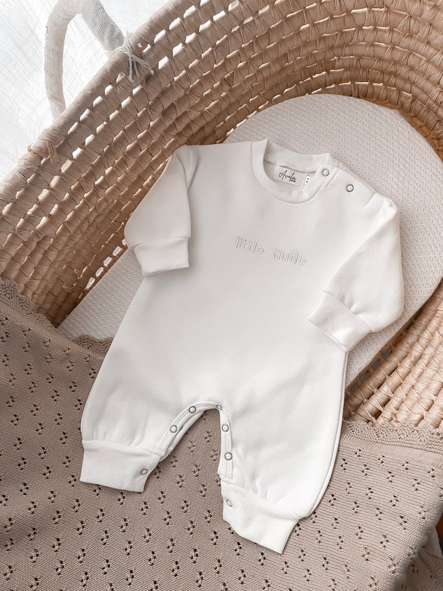 Little Dude Neutral Onesie - White