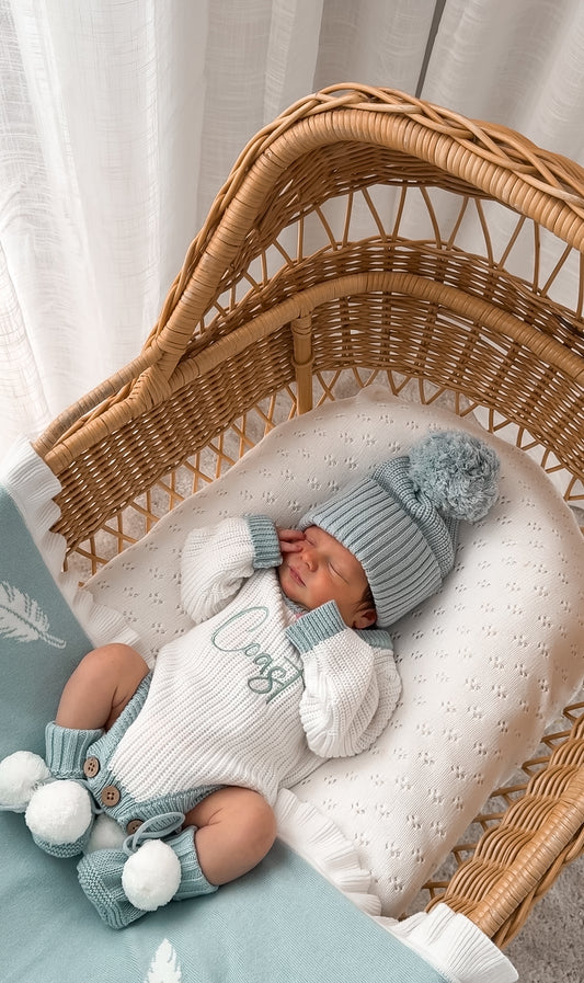 Halo Long Sleeve Romper - Sea Mist & Milk