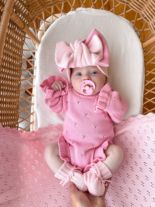 Dahlia Long Sleeve Pointelle Romper - Blossom