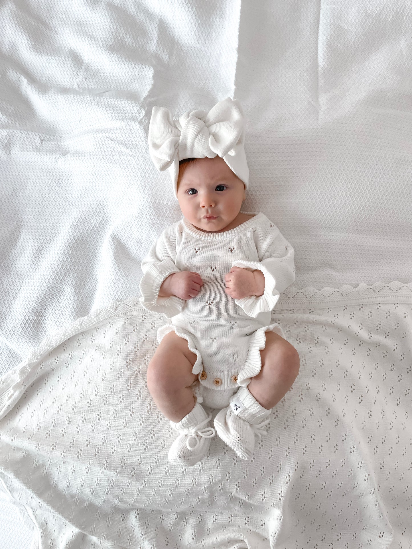 Dahlia Long Sleeve Pointelle Romper – Milk