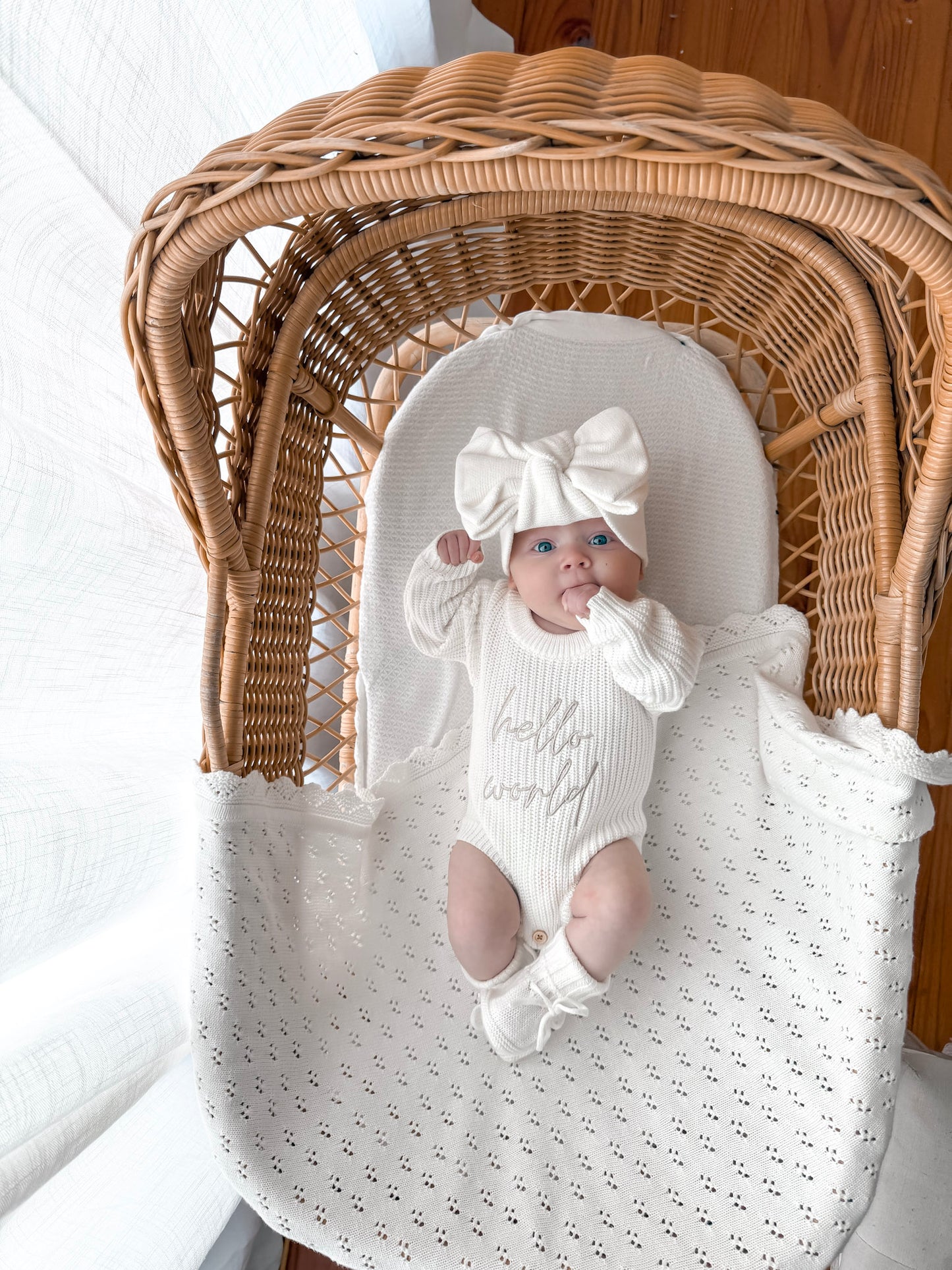 Hello World Newborn Romper - Milk