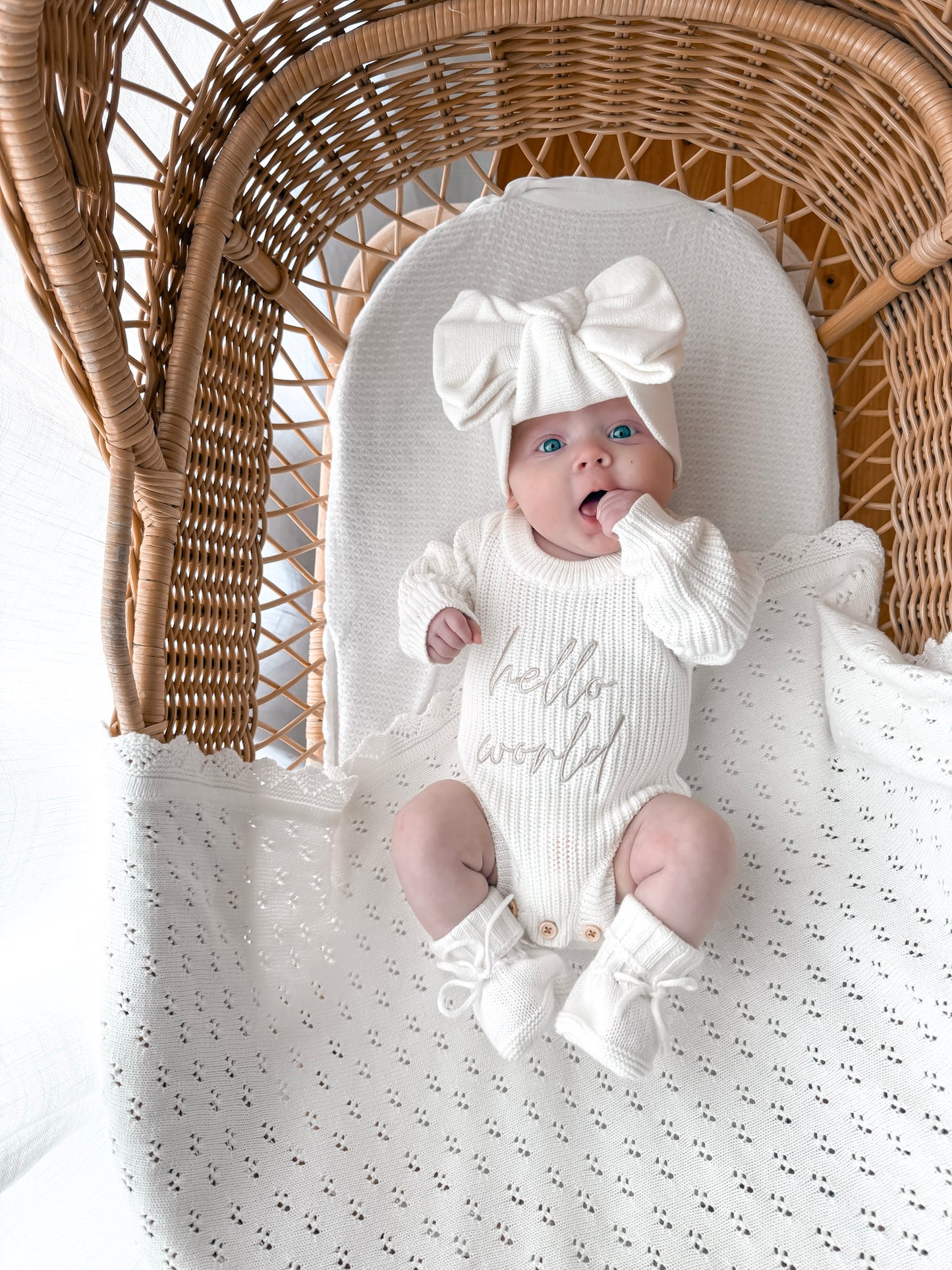 Hello World Newborn Romper - Milk