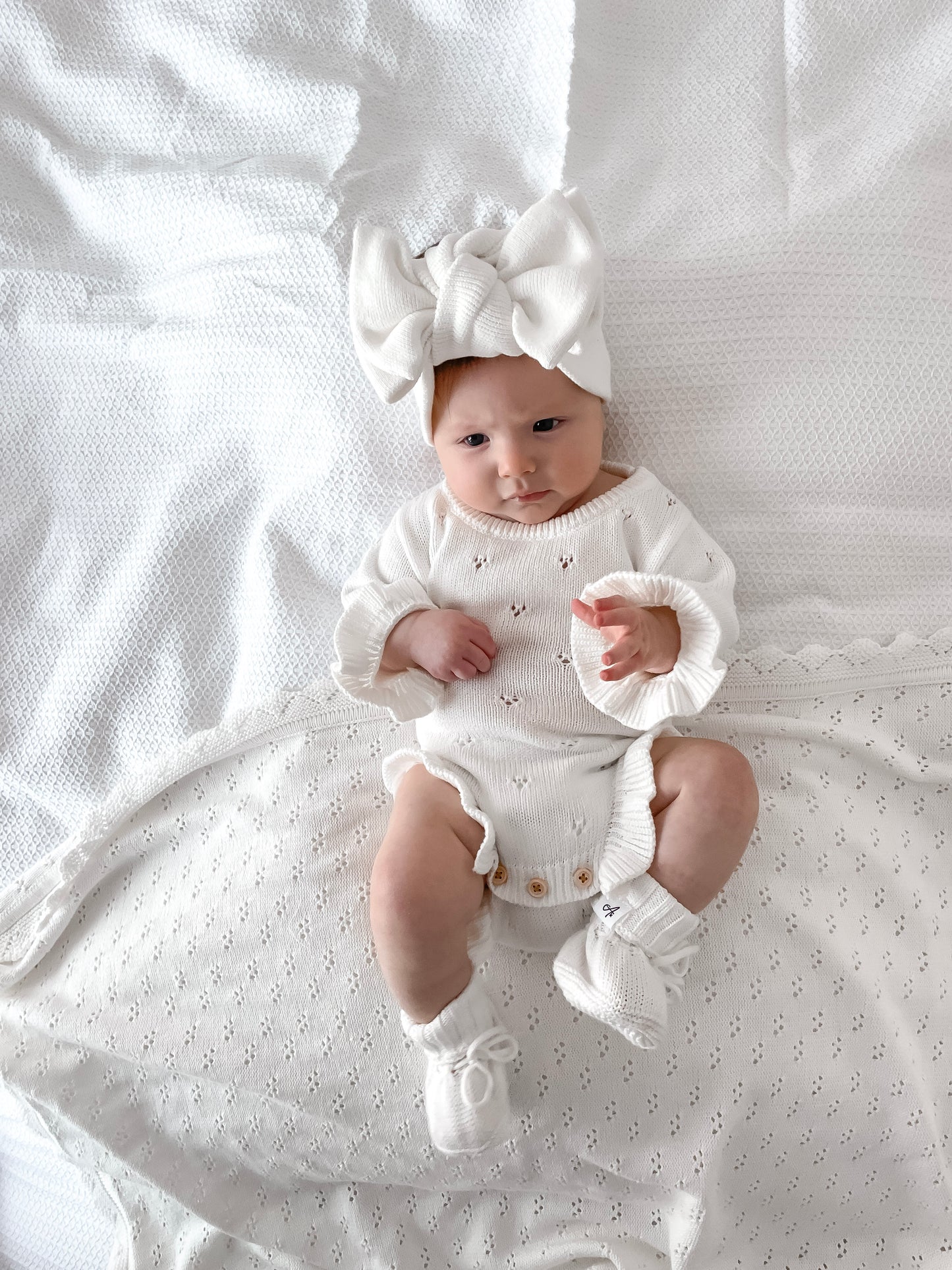 Dahlia Long Sleeve Pointelle Romper – Milk