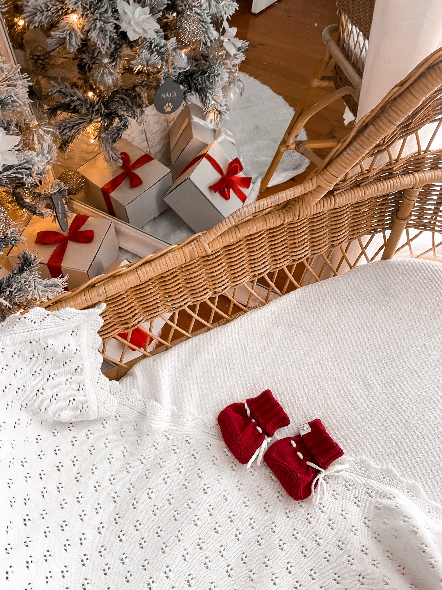 Knitted Booties - Deep Rose