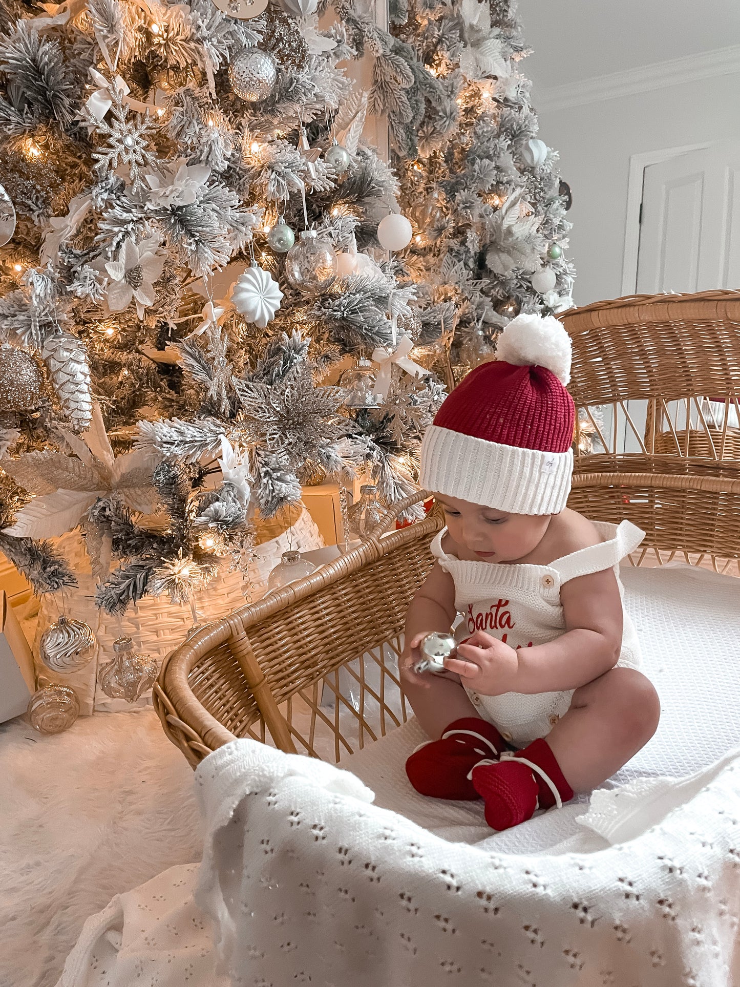 Santa Baby Sleeveless Romper - Milk
