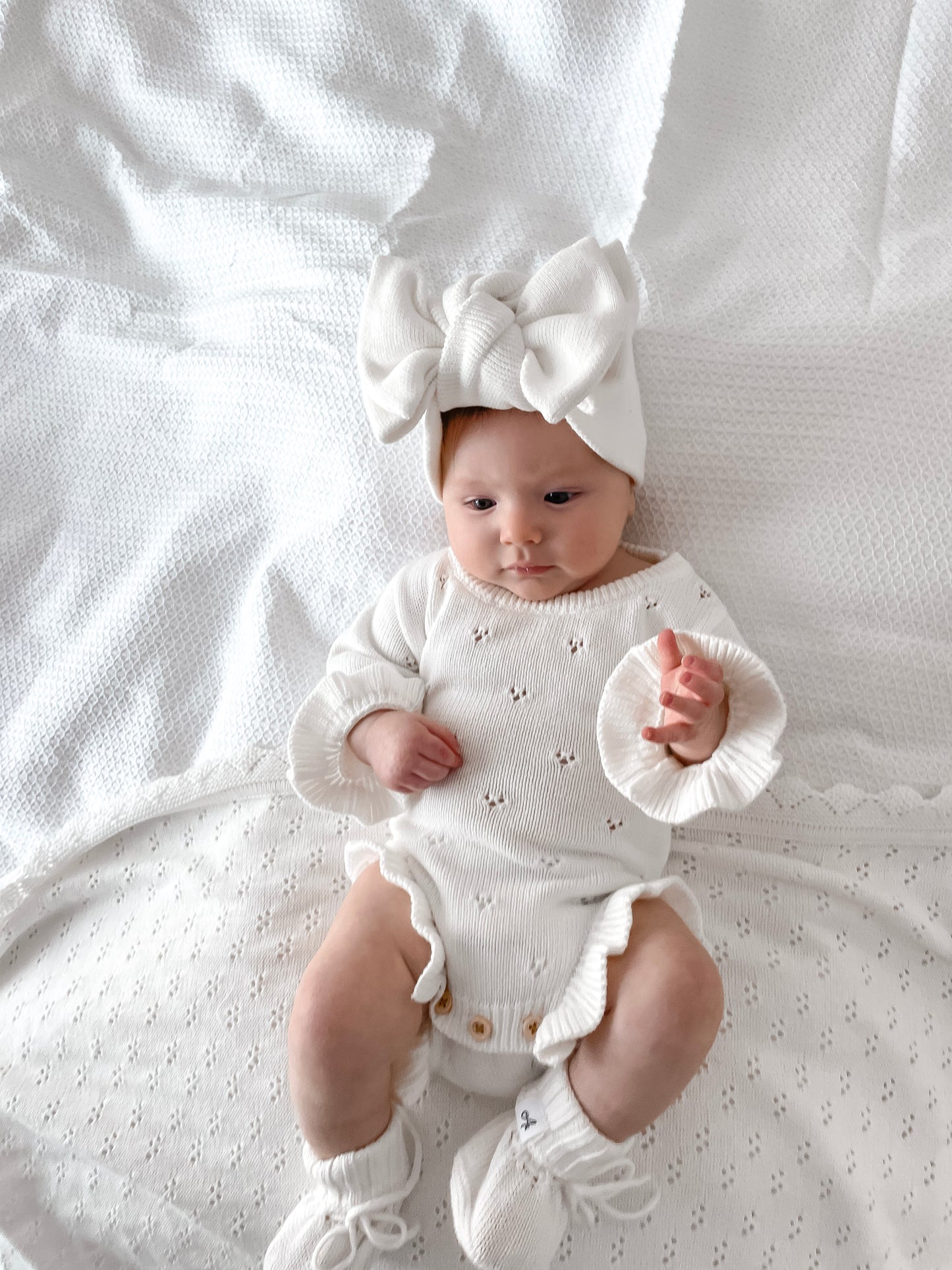 Dahlia Long Sleeve Pointelle Romper – Milk