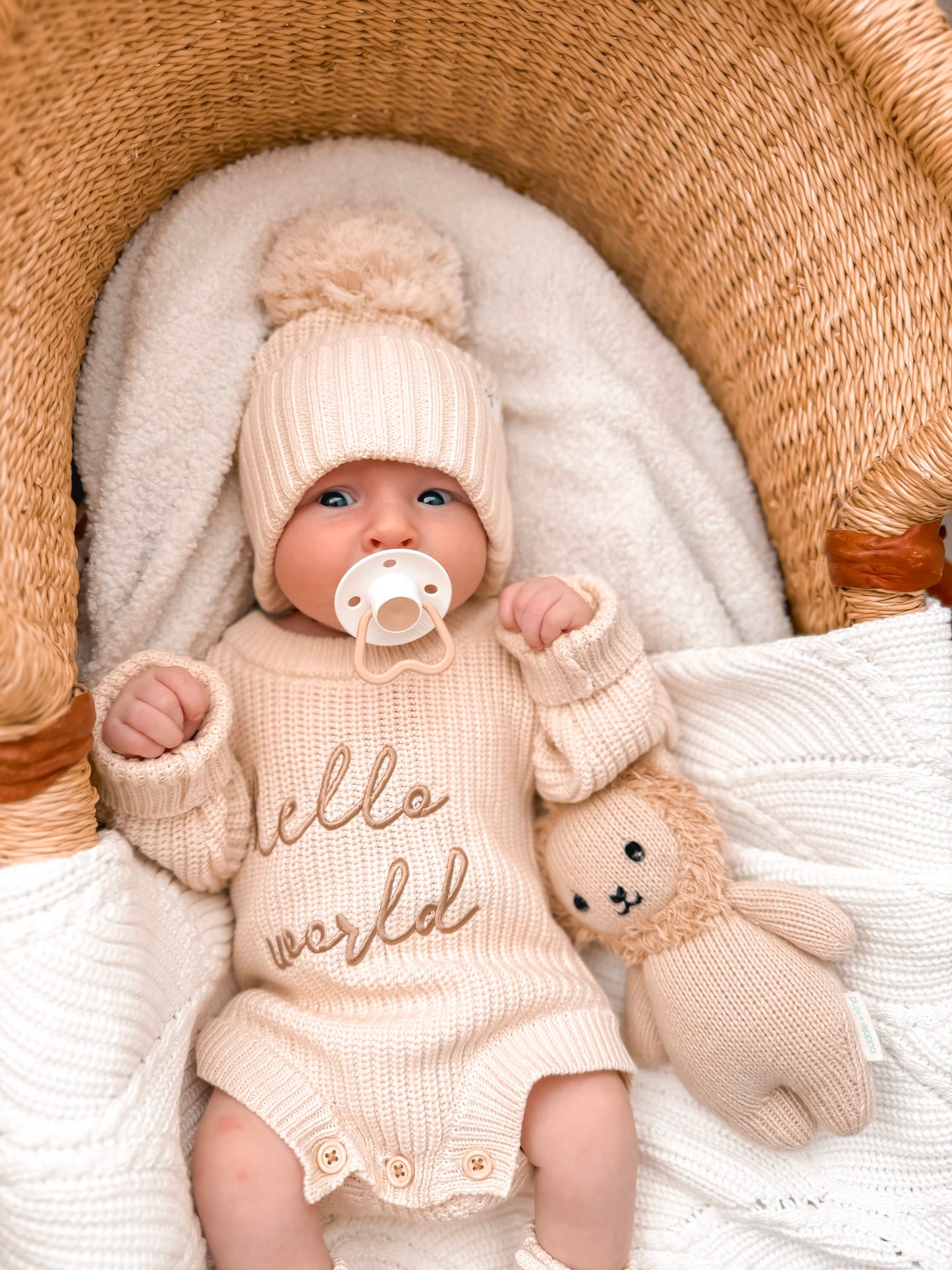 Hello World Newborn Romper - Honey