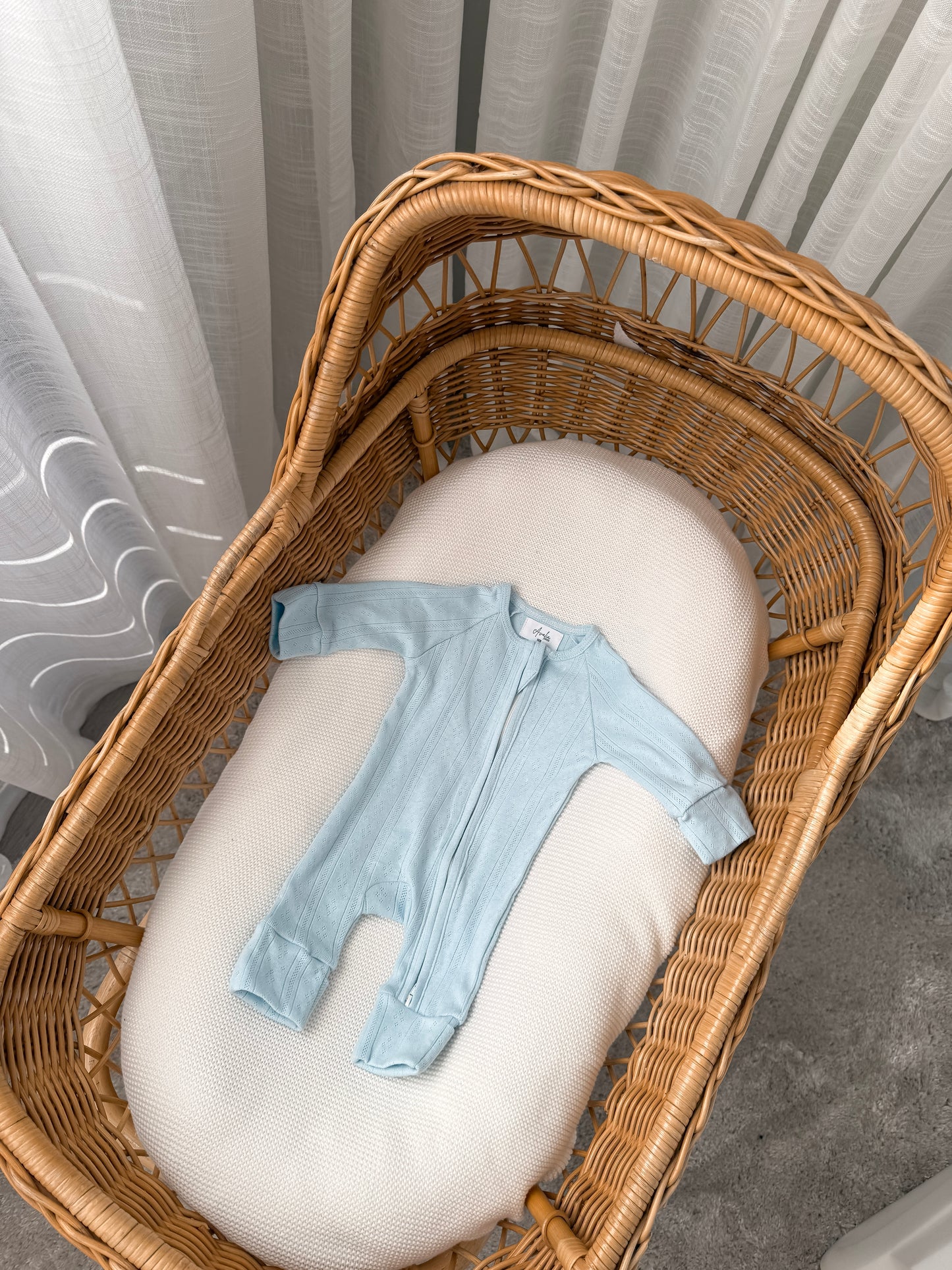 Pointelle Zippy Romper - Mist