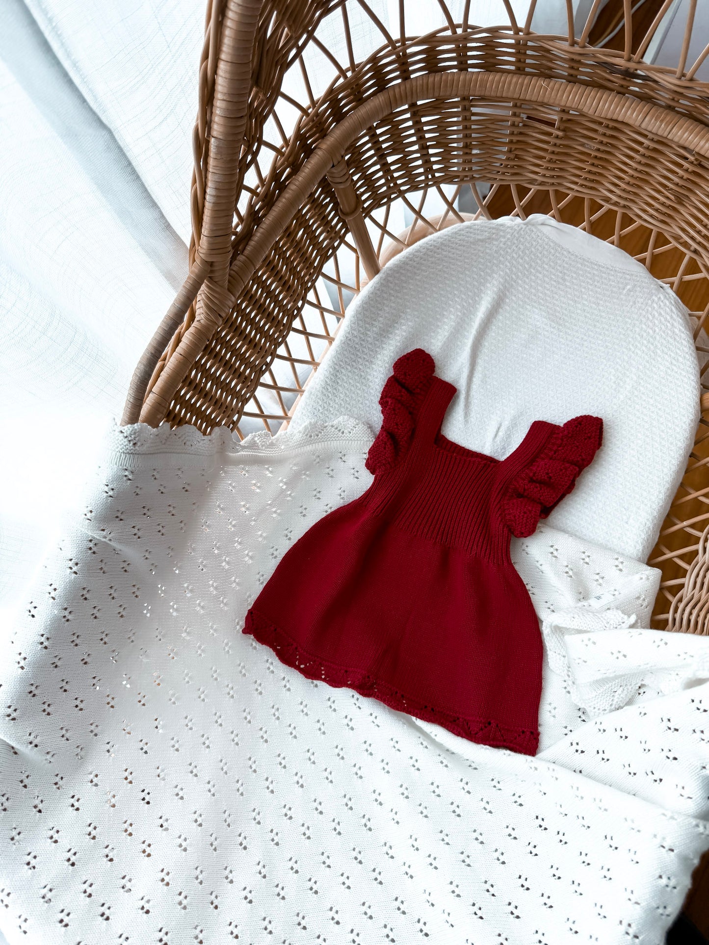 Dahlia Pointelle Knitted Dress - Deep Rose