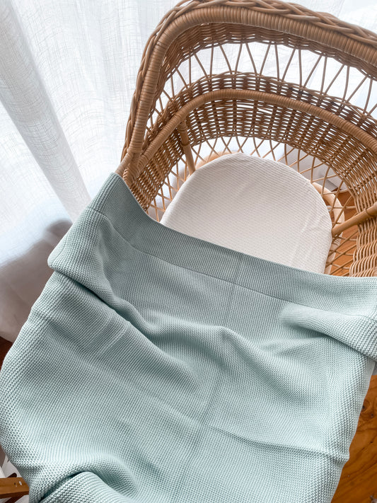 Classic Knitted Blanket - Sea Mist