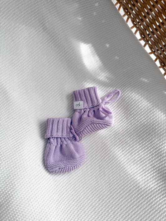 Knitted Booties - Lilac
