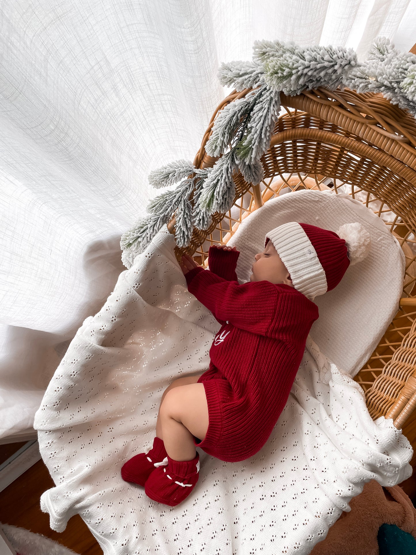 Santa Baby Long Sleeve Romper - Deep Rose