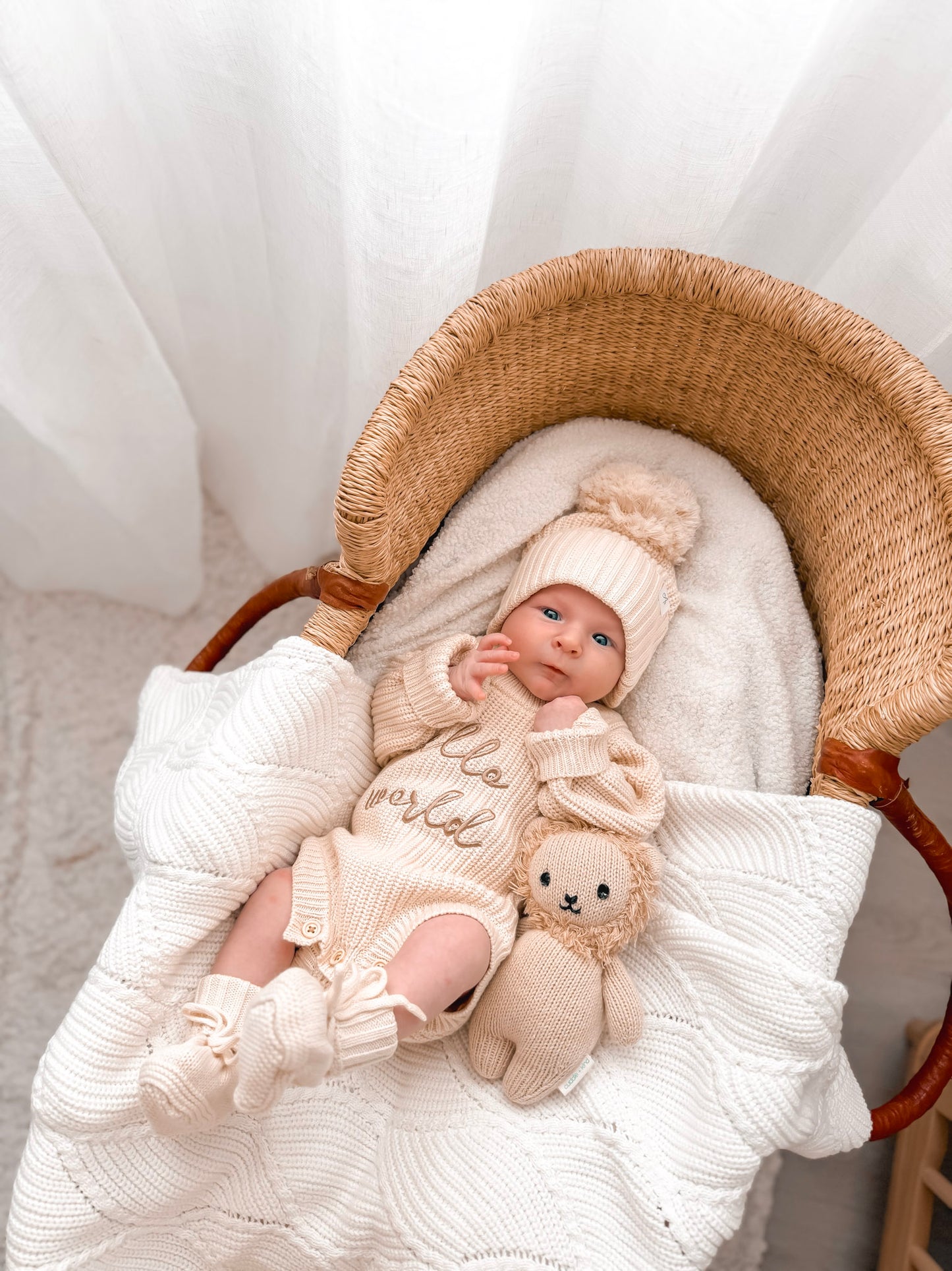 Hello World Newborn Romper - Honey