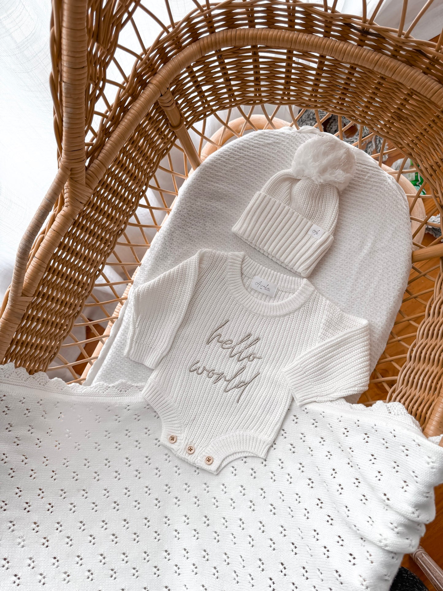 Hello World Newborn Romper - Milk