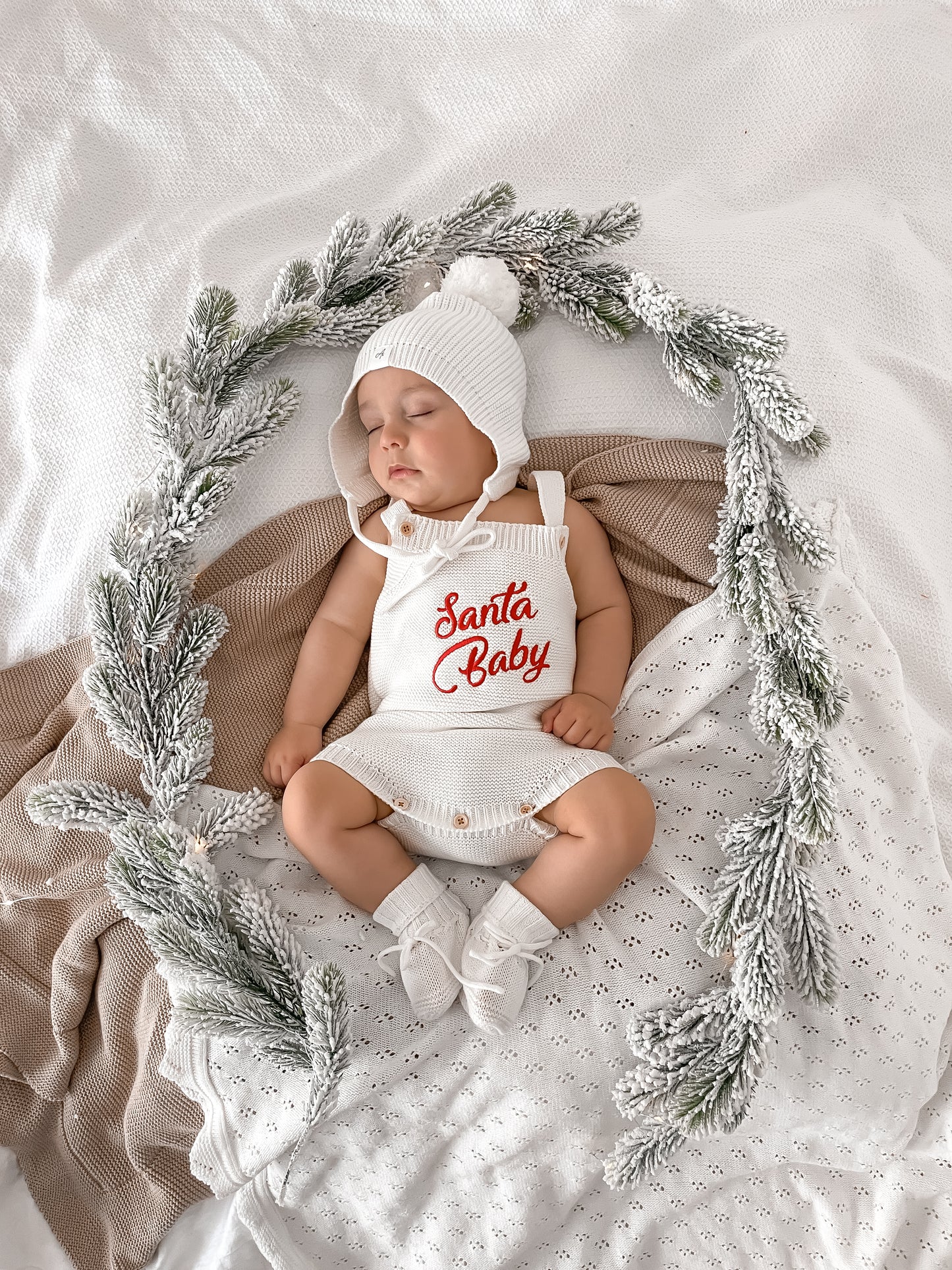 Santa Baby Sleeveless Romper - Milk