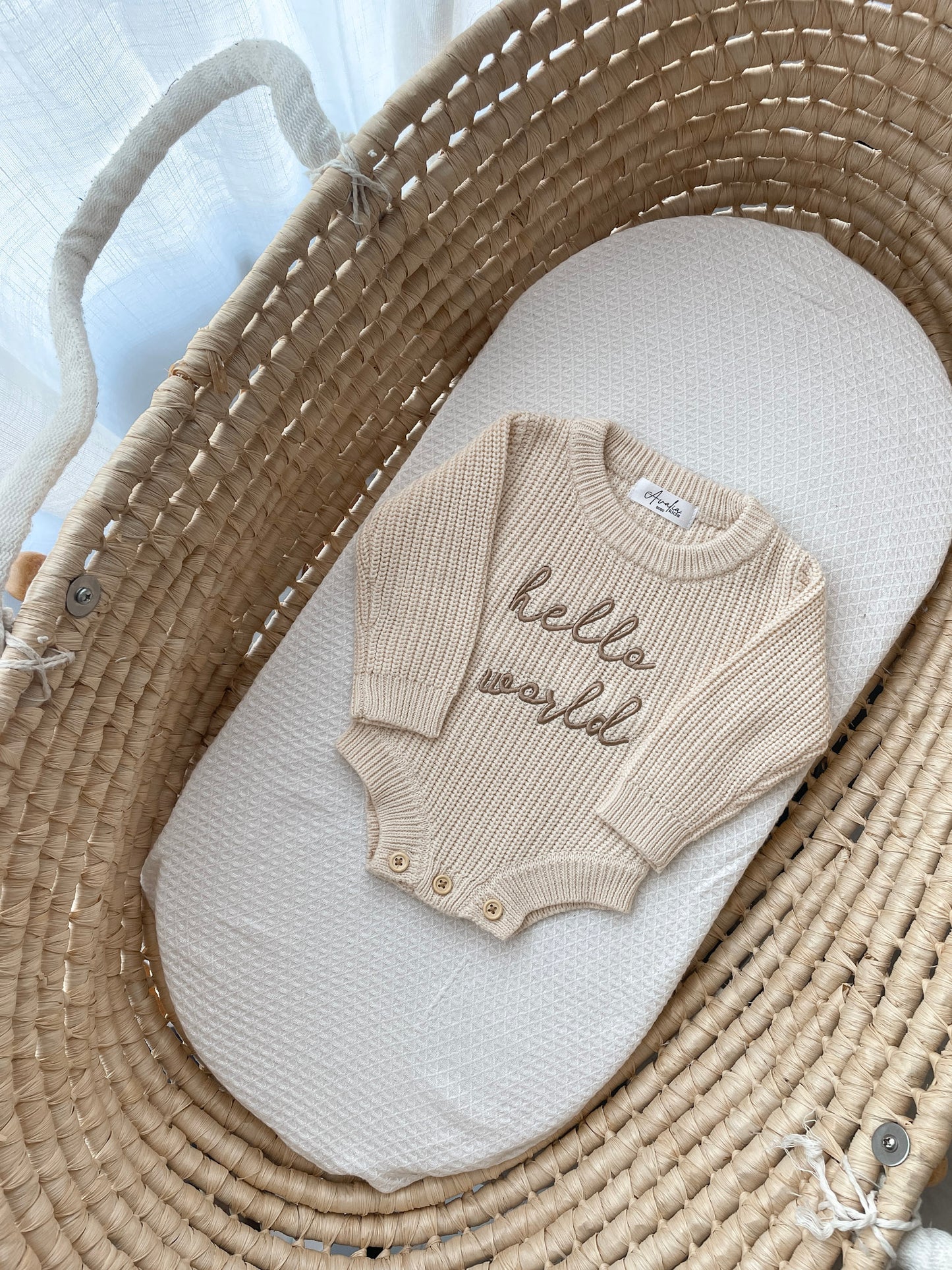 Hello World Newborn Romper - Honey