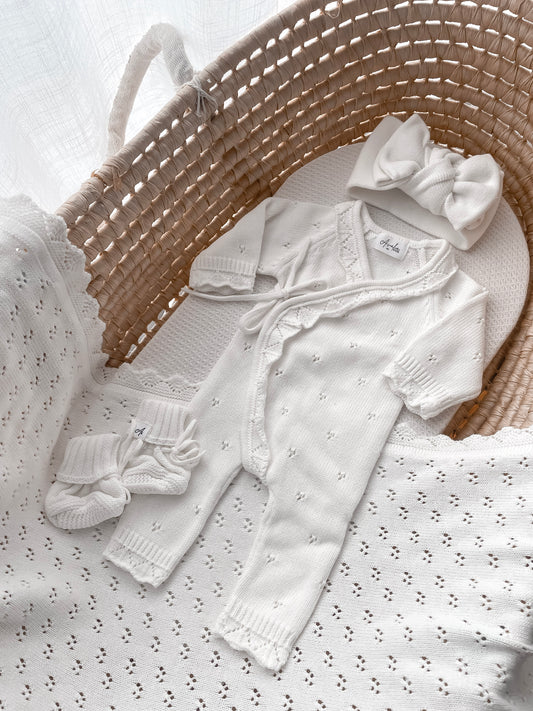 Dahlia Full Length Pointelle Romper - Milk