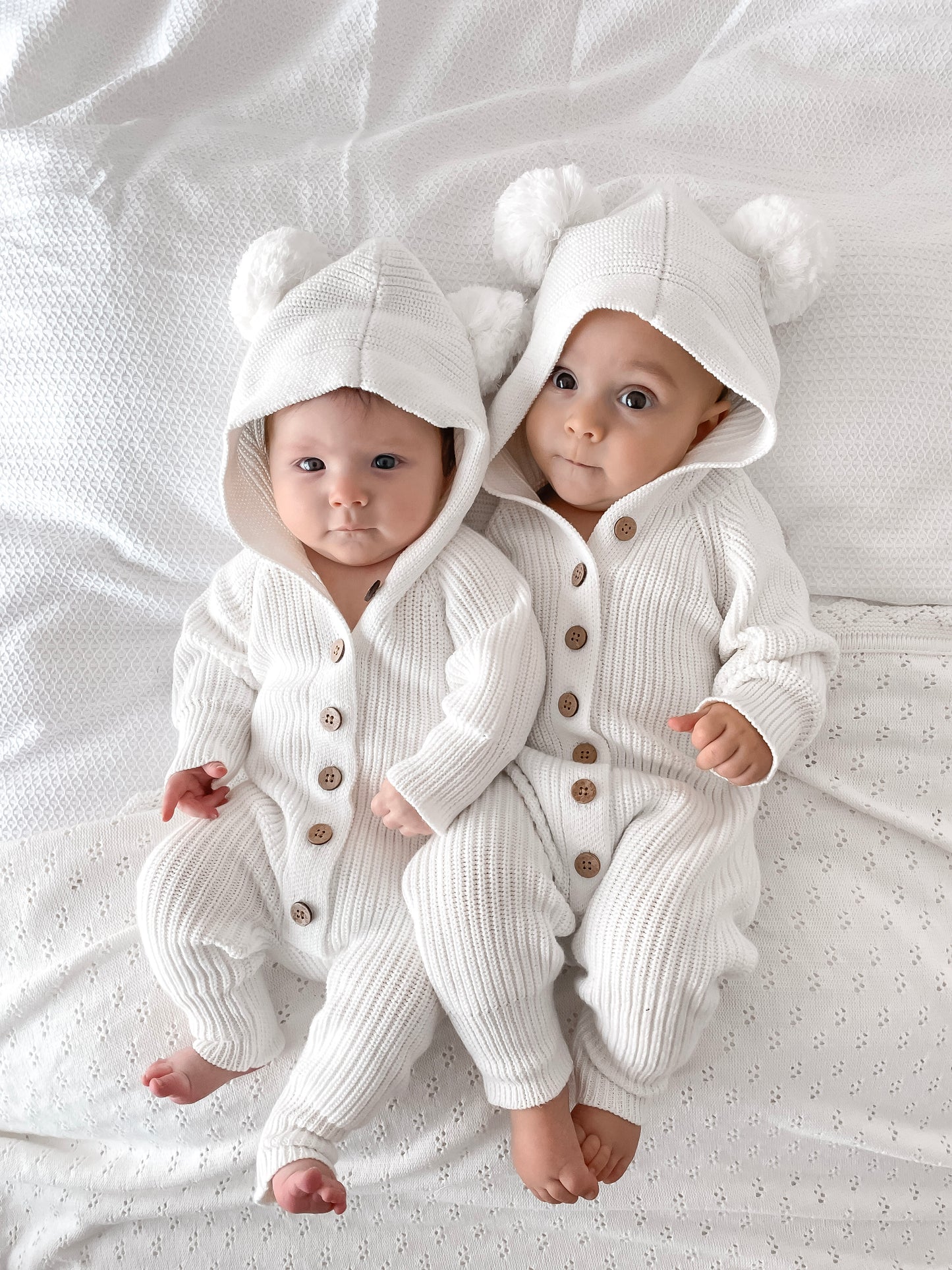 Little Ted Hooded Romper - Milk