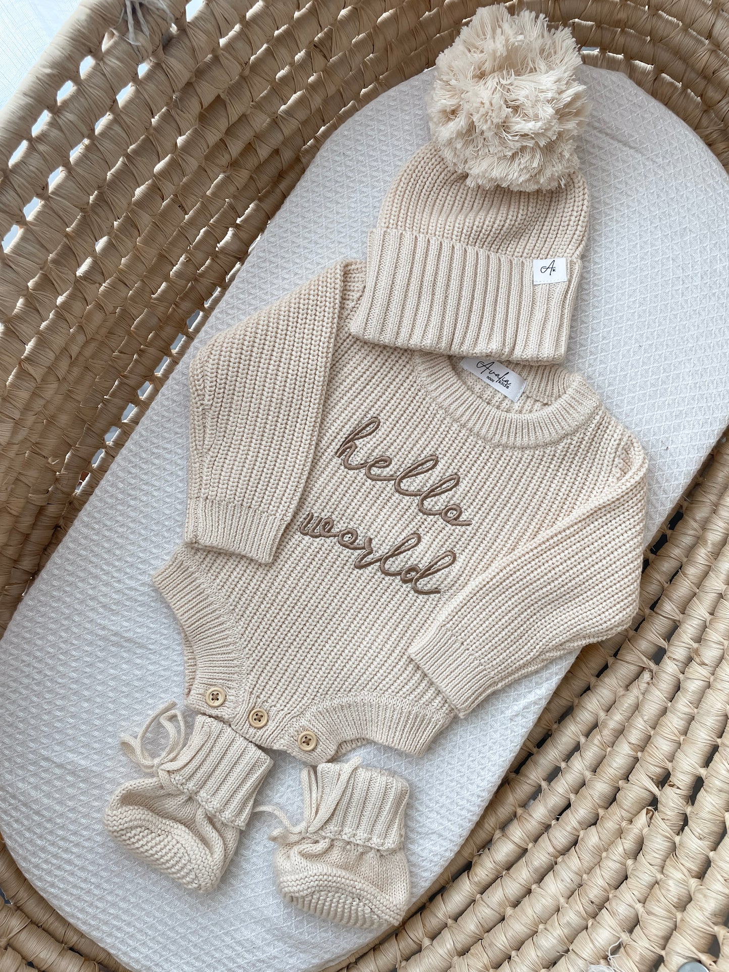 Knitted Booties - Honey