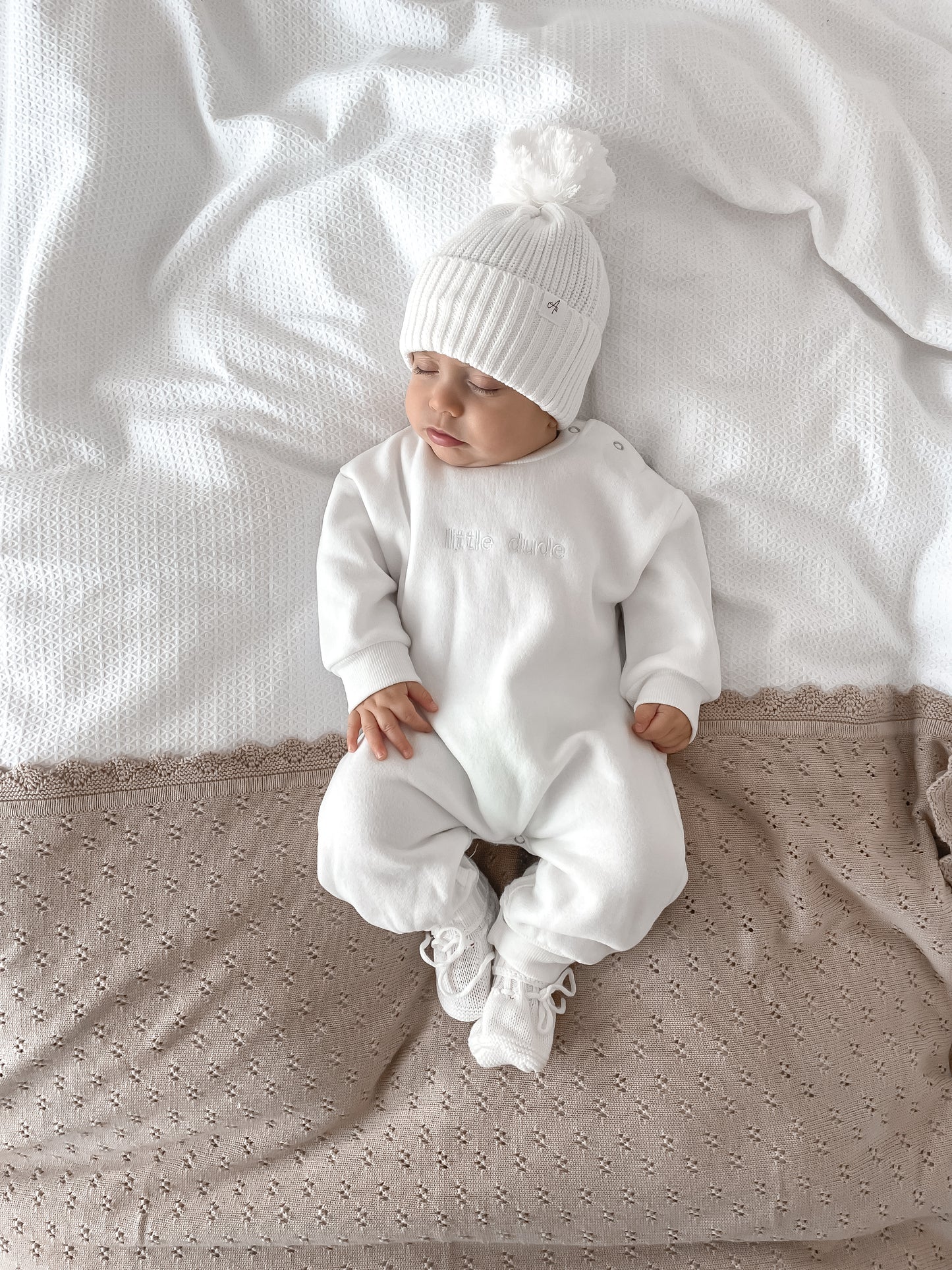 Little Dude Neutral Onesie - White