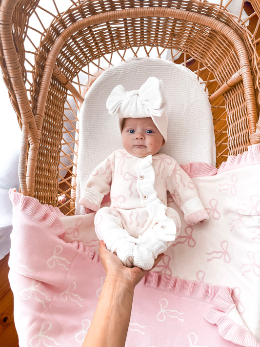 Little Bow Frilled Romper - Milk & Fairy Floss