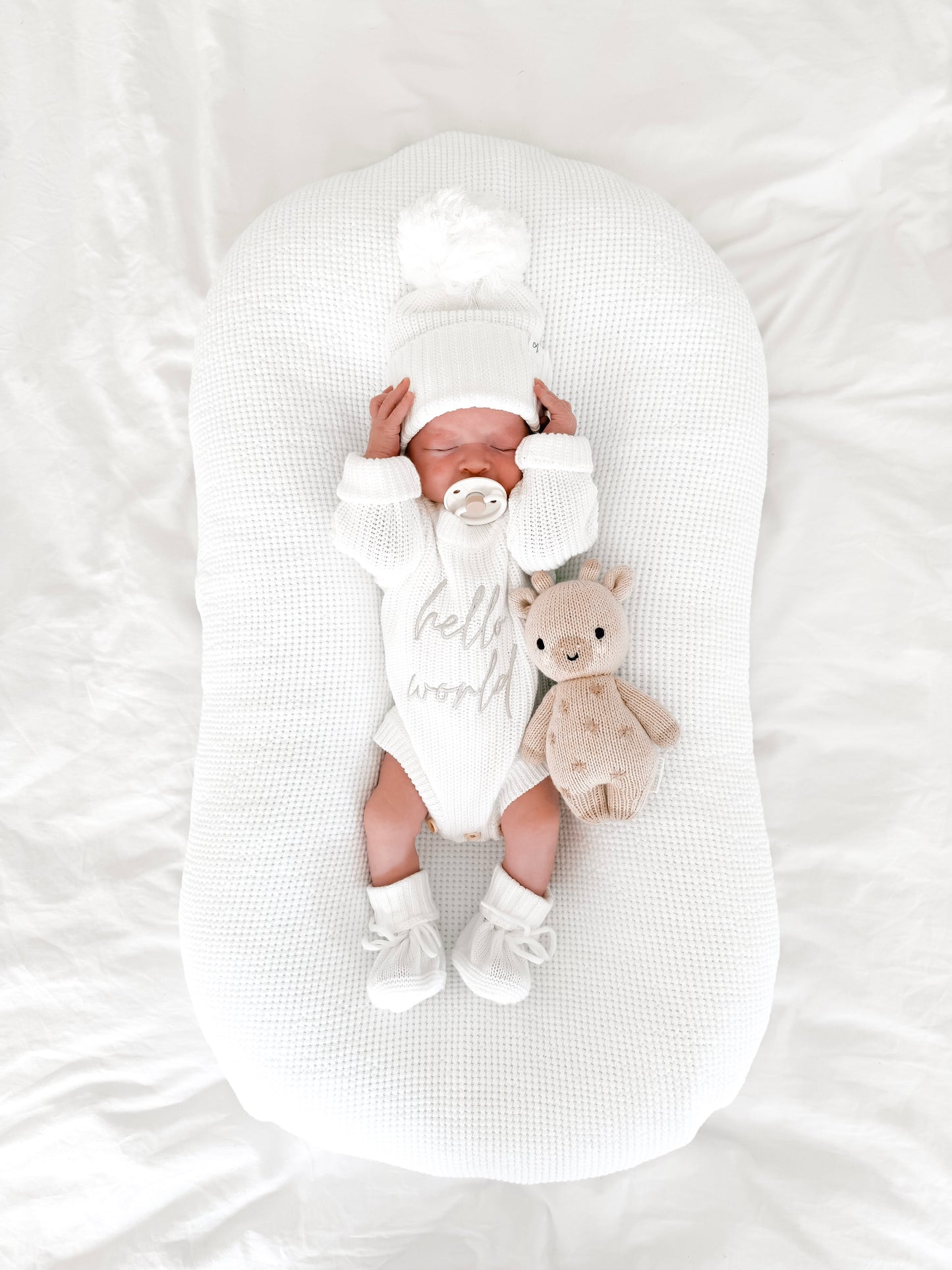 Hello World Newborn Romper - Milk