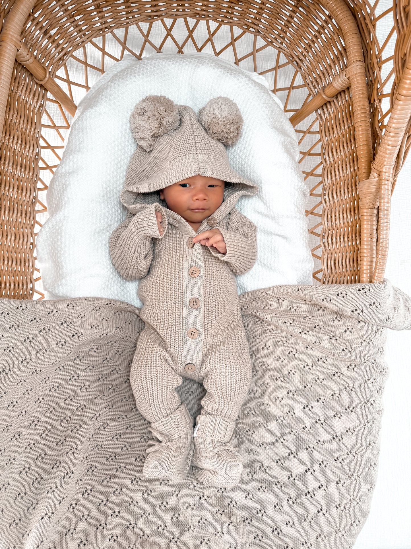 Little Ted Hooded Romper - Fawn