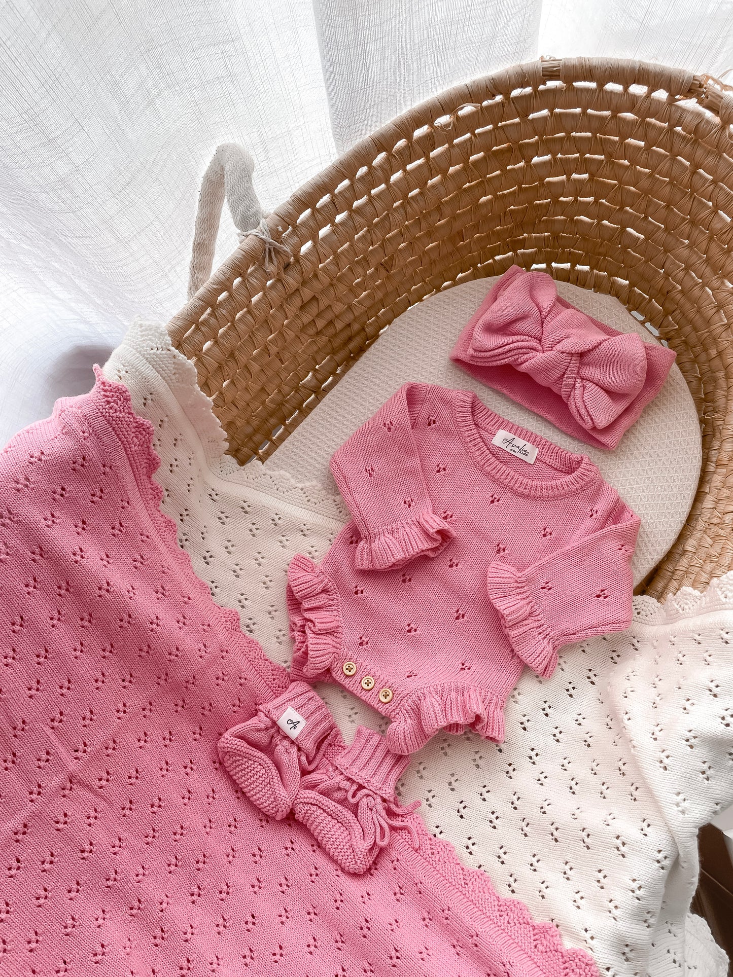 Pointelle Knitted Blanket - Blossom