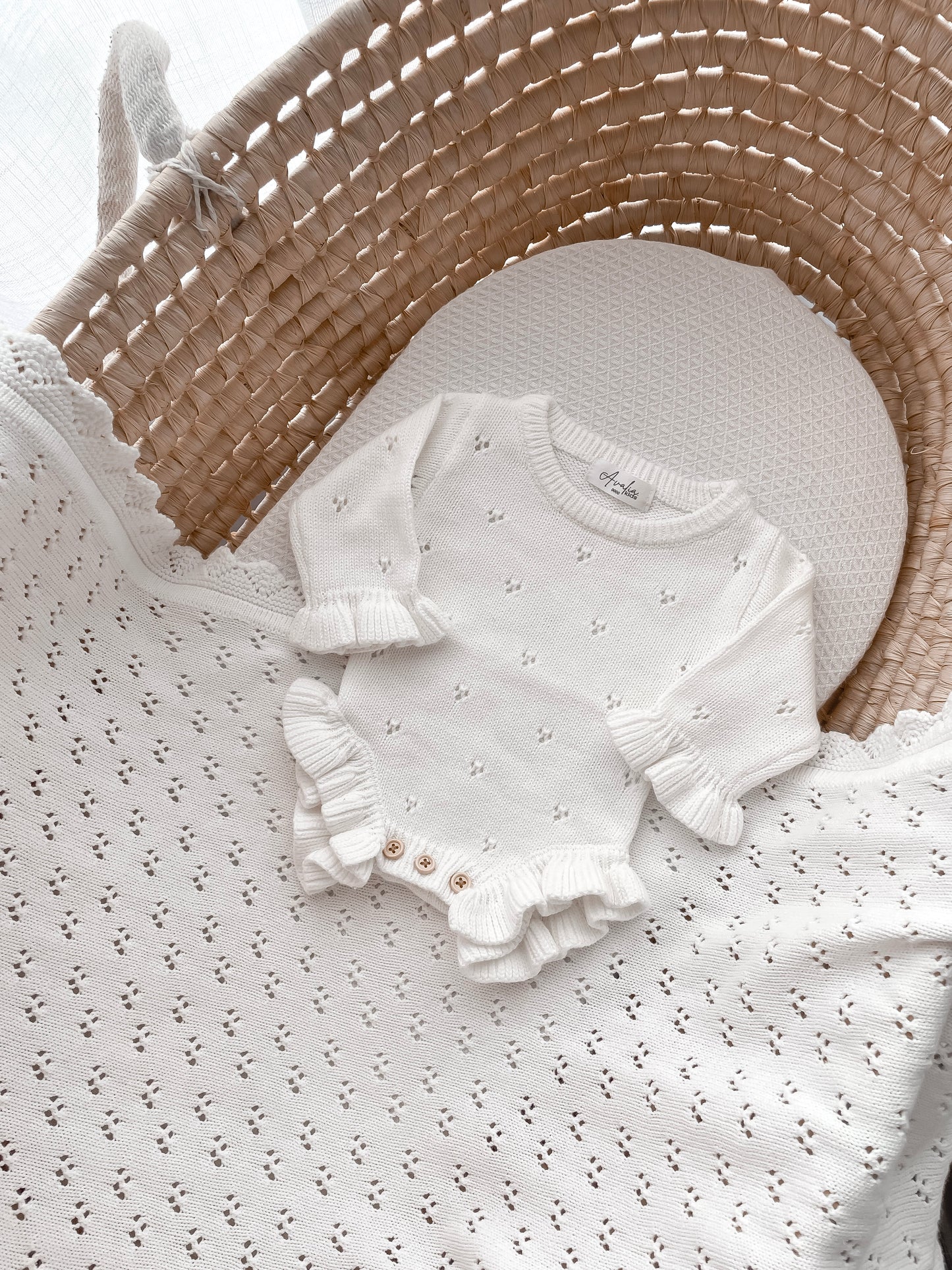 Dahlia Long Sleeve Pointelle Romper – Milk