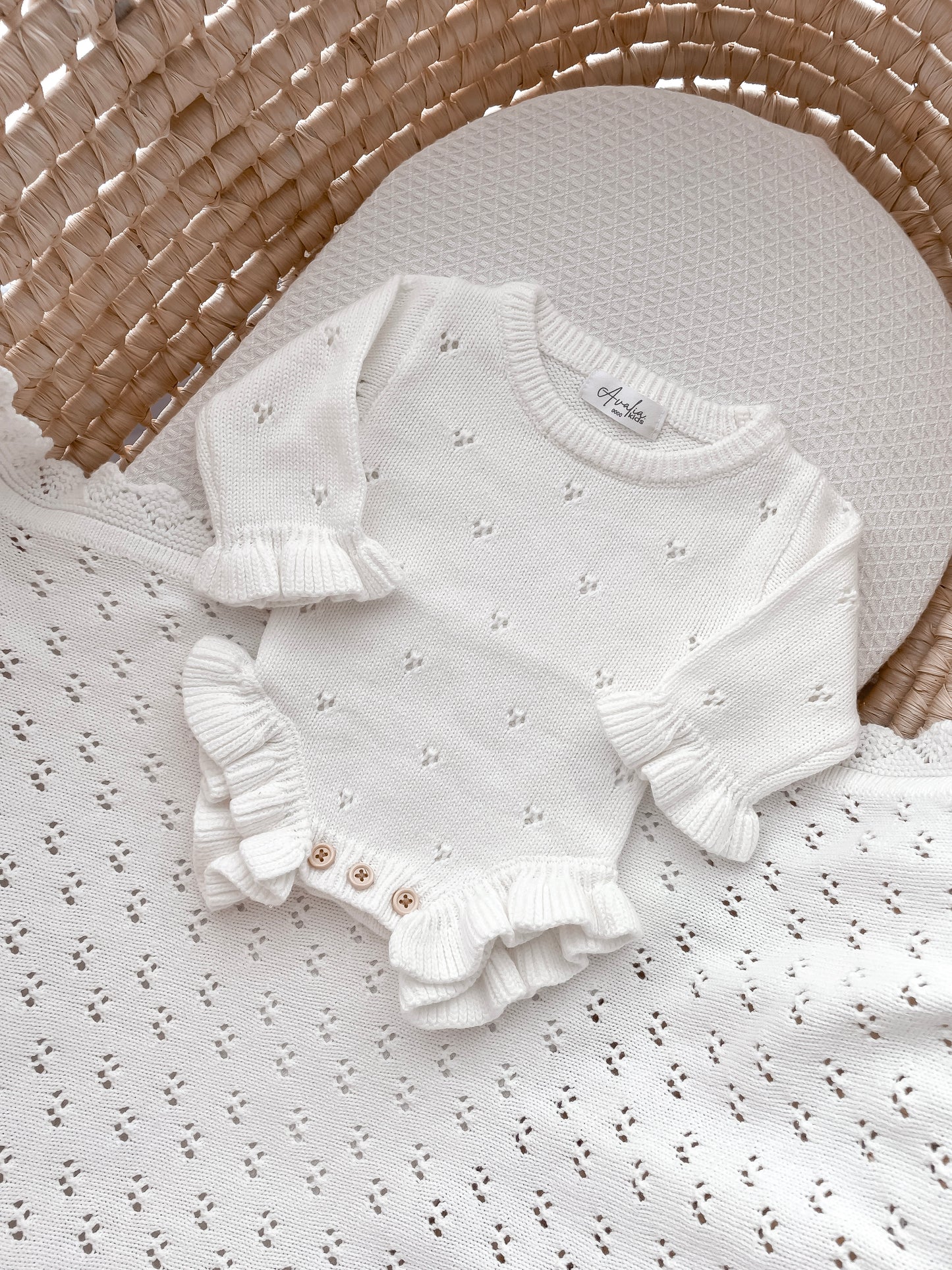 Dahlia Long Sleeve Pointelle Romper – Milk