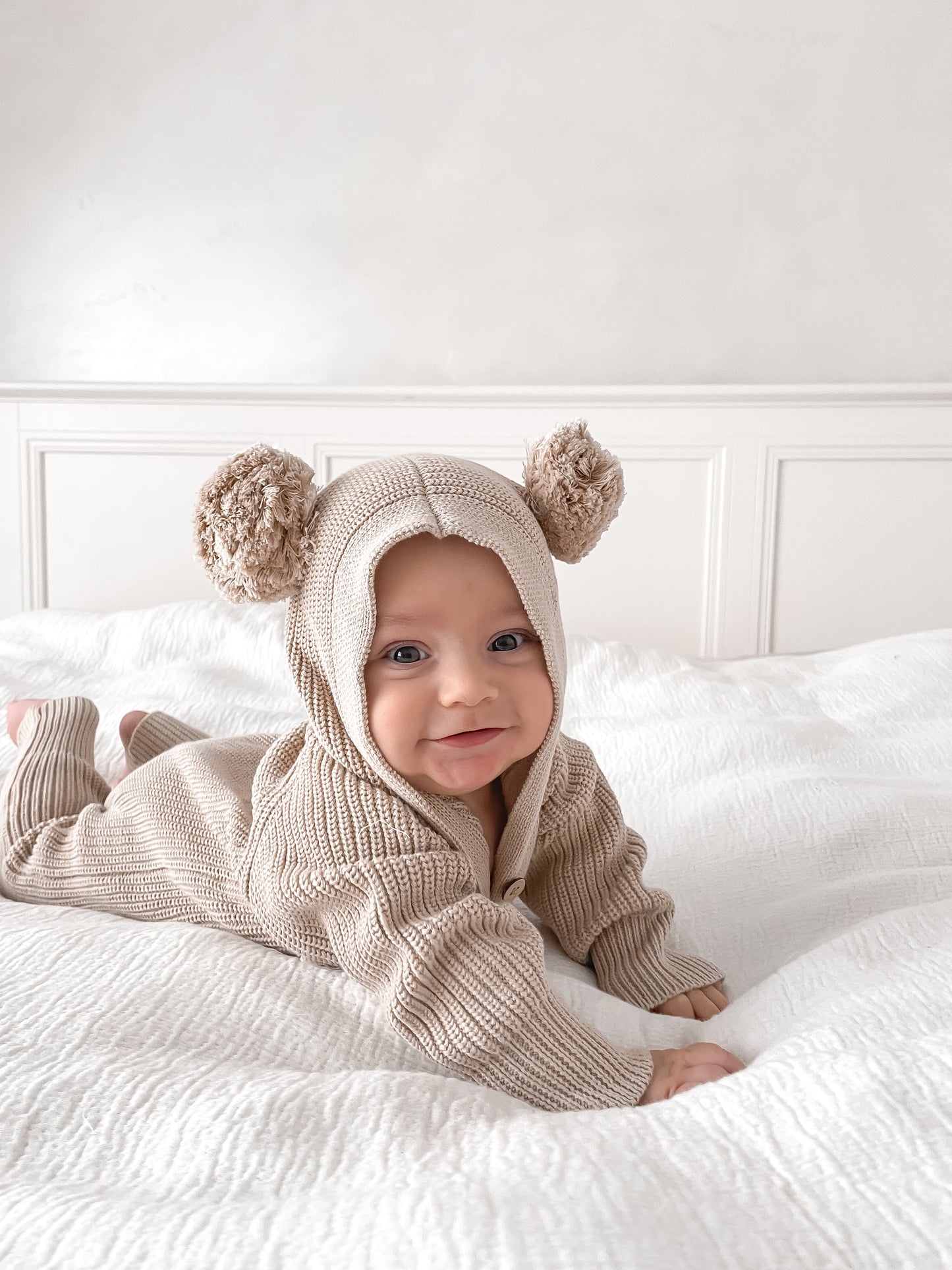 Little Ted Hooded Romper - Fawn