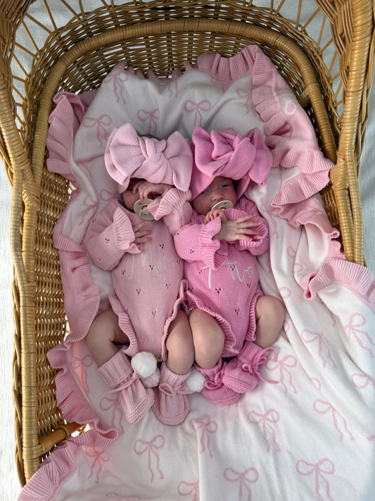 Dahlia Long Sleeve Pointelle Romper - Fairy Floss