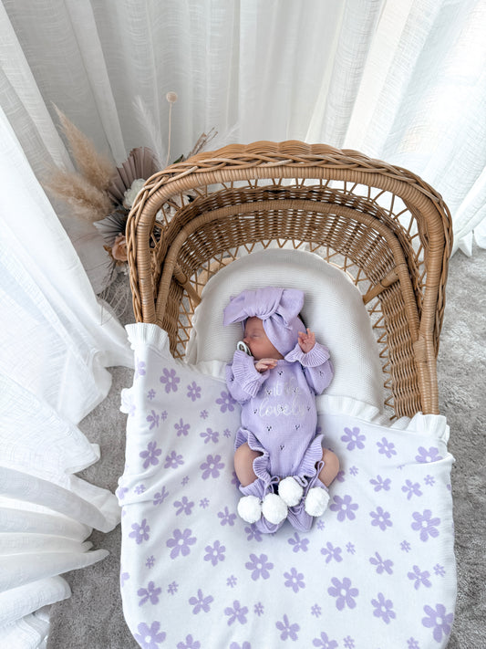 Dahlia Long Sleeve Pointelle Romper - Lilac