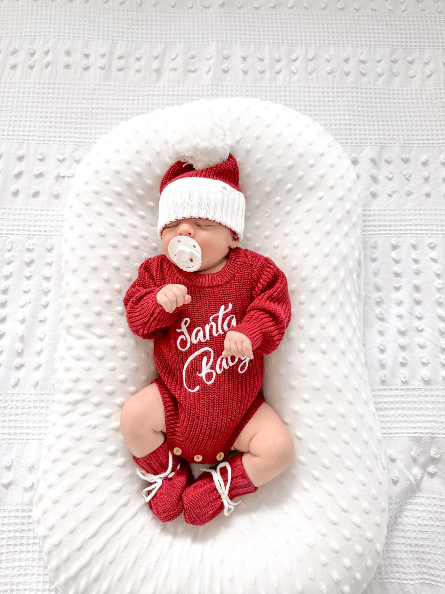 Santa Baby Long Sleeve Romper - Deep Rose