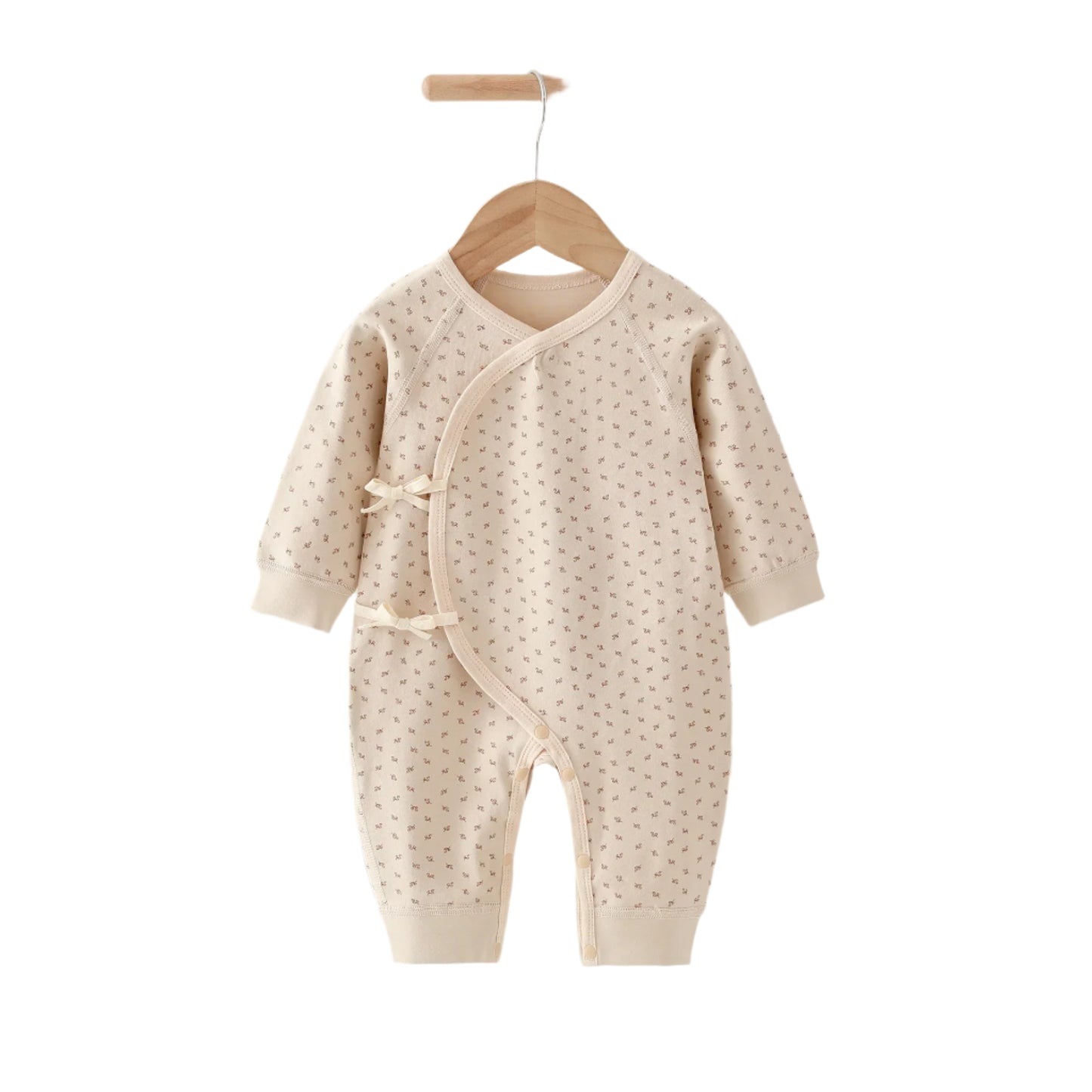Beige Patterned Onesies - 100% Cotton