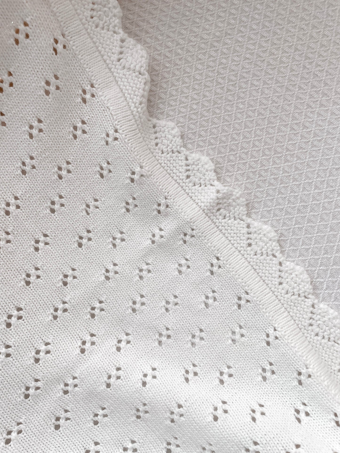 Pointelle Knitted Blanket - Milk