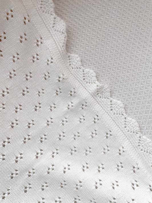 Pointelle Knitted Blanket - Milk