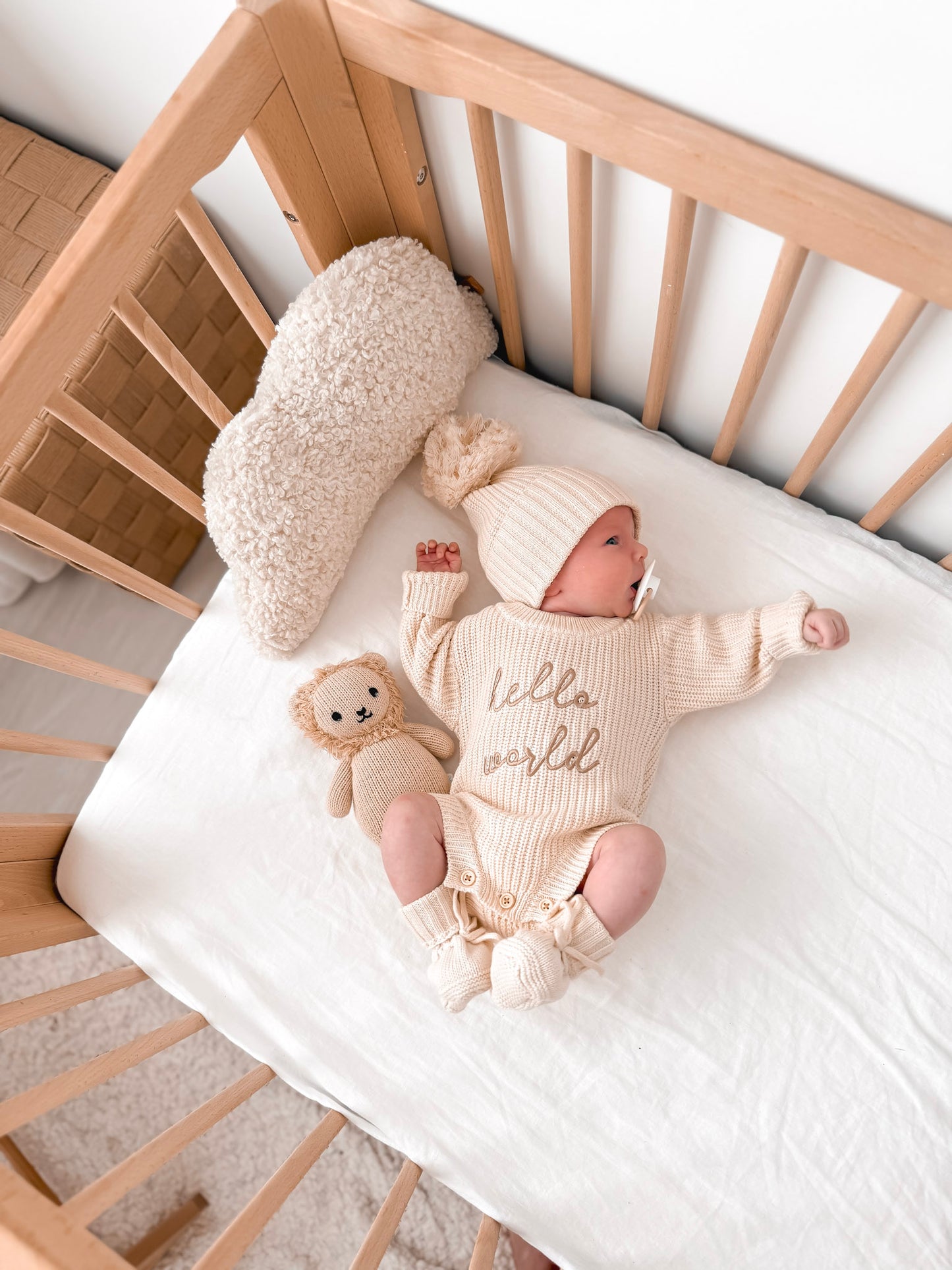 Hello World Newborn Romper - Honey