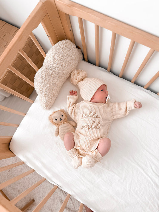 Hello World Newborn Romper - Honey