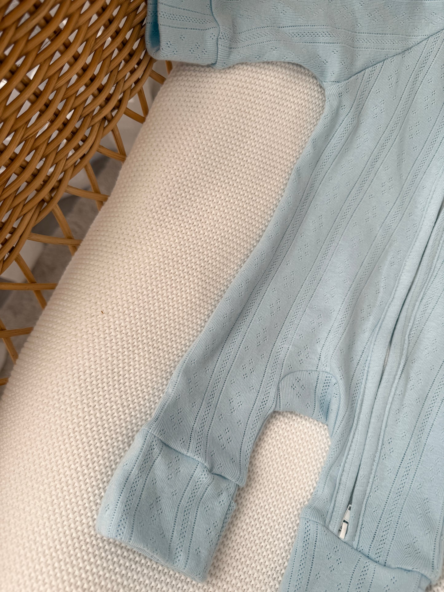 Pointelle Zippy Romper - Mist