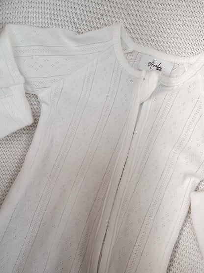 Pointelle Zippy Romper - Milk