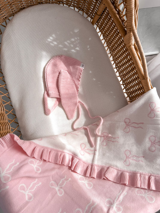 Bunny Knitted Bonnet - Fairy Floss