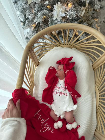 Pointelle My First Christmas Romper - Milk | PRE ORDER